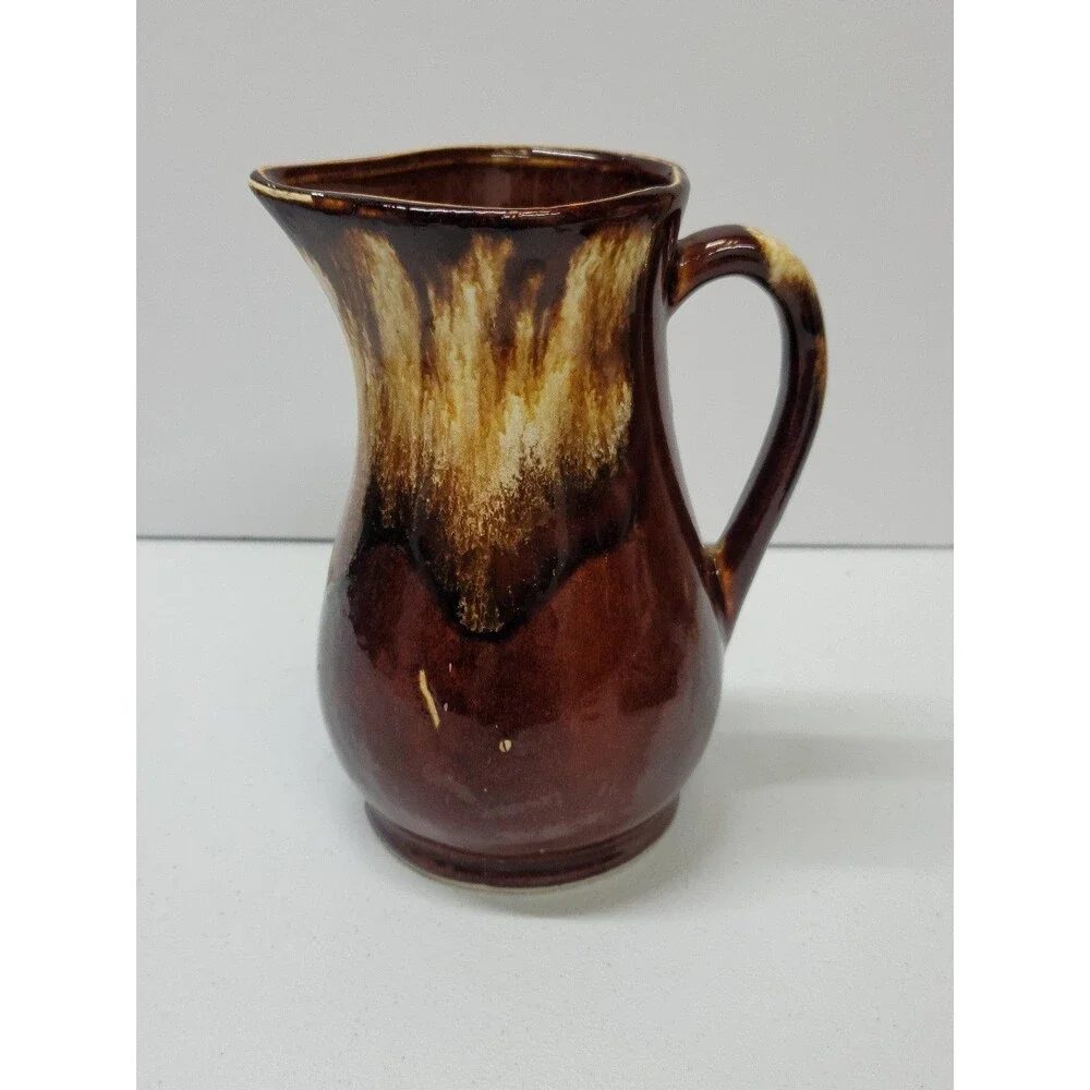 Robinson-Ransbottom Roseville Pottery Vintage Brown Drip Glaze Pitcher